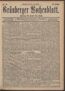 Grünberger Wochenblatt: Zeitung für Stadt und Land, No. 85. (17. Juli 1889)