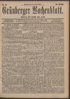 Grünberger Wochenblatt: Zeitung für Stadt und Land, No. 86. (19. Juli 1889)