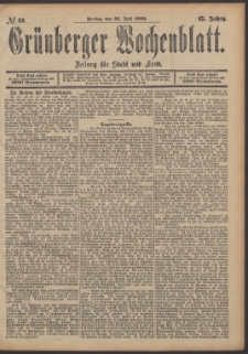 Gr&uuml;nberger Wochenblatt: Zeitung f&uuml;r Stadt und Land, No. 89. (26. Juli 1889)