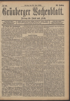 Grünberger Wochenblatt: Zeitung für Stadt und Land, No. 89. (26. Juli 1889)
