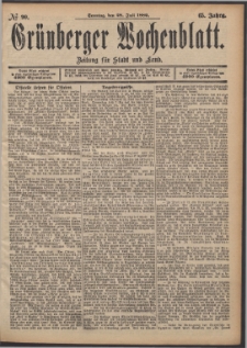 Grünberger Wochenblatt: Zeitung für Stadt und Land, No. 90. (28. Juli 1889)