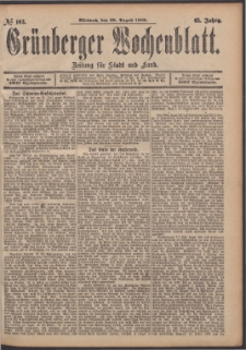Grünberger Wochenblatt: Zeitung für Stadt und Land, No. 103. (28. August 1889)