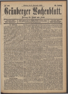 Grünberger Wochenblatt: Zeitung für Stadt und Land, No. 108. (8. September 1889)
