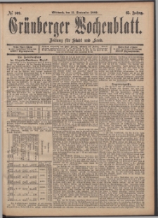 Grünberger Wochenblatt: Zeitung für Stadt und Land, No. 109. (11. September 1889)