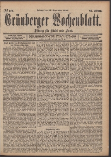 Gr&uuml;nberger Wochenblatt: Zeitung f&uuml;r Stadt und Land, No. 110. (13. September 1889)