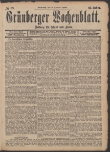 Grünberger Wochenblatt: Zeitung für Stadt und Land, No. 121. (9. October 1889)