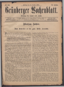 Grünberger Wochenblatt: Zeitung für Stadt und Land, No. 122. (11. October 1889)