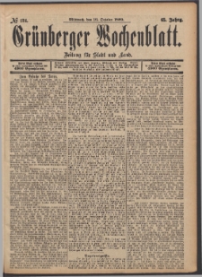 Grünberger Wochenblatt: Zeitung für Stadt und Land, No. 124. (16. October 1889)