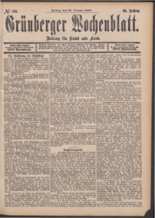 Gr&uuml;nberger Wochenblatt: Zeitung f&uuml;r Stadt und Land, No. 128. (25. October 1889)