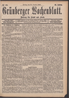 Grünberger Wochenblatt: Zeitung für Stadt und Land, No. 128. (25. October 1889)