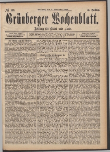 Grünberger Wochenblatt: Zeitung für Stadt und Land, No. 133. (6. November 1889)