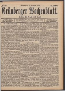 Grünberger Wochenblatt: Zeitung für Stadt und Land, No. 136. (13. November 1889)