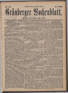 Gr&uuml;nberger Wochenblatt: Zeitung f&uuml;r Stadt und Land, No. 149. (13. December 1889)
