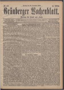 Grünberger Wochenblatt: Zeitung für Stadt und Land, No. 152. (20. December 1889)