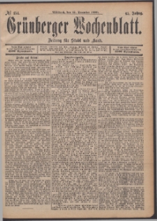 Grünberger Wochenblatt: Zeitung für Stadt und Land, No. 154. (25. December 1889)