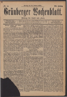 Grünberger Wochenblatt: Zeitung für Stadt und Land, No. 14. (31. Januar 1890)