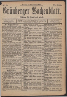 Grünberger Wochenblatt: Zeitung für Stadt und Land, No. 24. (23. Februar 1890)