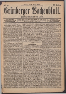 Grünberger Wochenblatt: Zeitung für Stadt und Land, No. 30. (9. März 1890)