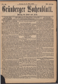 Grünberger Wochenblatt: Zeitung für Stadt und Land, No. 33. (16. März 1890)