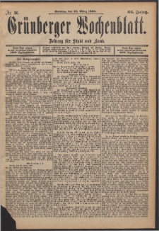 Grünberger Wochenblatt: Zeitung für Stadt und Land, No. 36. (23. März 1890)