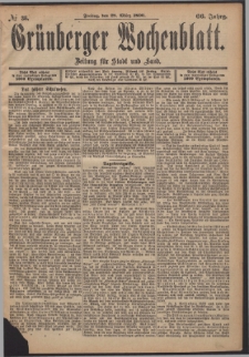 Grünberger Wochenblatt: Zeitung für Stadt und Land, No. 38. (28. März 1890)