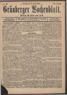 Grünberger Wochenblatt: Zeitung für Stadt und Land, No. 39. (30. März 1890)
