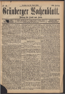 Grünberger Wochenblatt: Zeitung für Stadt und Land, No. 48. (20. April 1890)