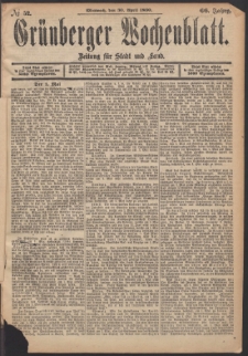 Grünberger Wochenblatt: Zeitung für Stadt und Land, No. 52. (30. April 1890)