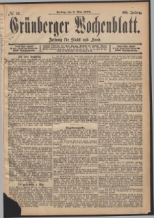 Gr&uuml;nberger Wochenblatt: Zeitung f&uuml;r Stadt und Land, No. 53. (2. Mai 1890)