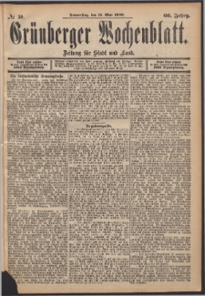 Grünberger Wochenblatt: Zeitung für Stadt und Land, No. 59. (15. Mai 1890)