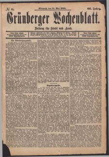 Grünberger Wochenblatt: Zeitung für Stadt und Land, No. 61. (21. Mai 1890)