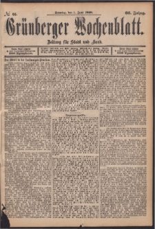 Gr&uuml;nberger Wochenblatt: Zeitung f&uuml;r Stadt und Land, No. 66. (1. Juni 1890)