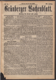 Grünberger Wochenblatt: Zeitung für Stadt und Land, No. 71. (13. Juni 1890)