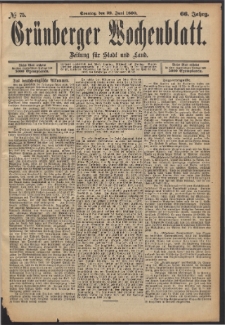 Gr&uuml;nberger Wochenblatt: Zeitung f&uuml;r Stadt und Land, No. 75. (22. Juni 1890)