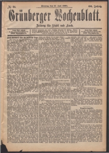 Grünberger Wochenblatt: Zeitung für Stadt und Land, No. 84. (13. Juli 1890)