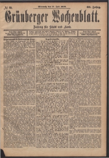 Gr&uuml;nberger Wochenblatt: Zeitung f&uuml;r Stadt und Land, No. 85. (16. Juli 1890)