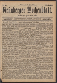 Gr&uuml;nberger Wochenblatt: Zeitung f&uuml;r Stadt und Land, No. 88. (23. Juli 1890)