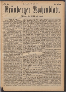 Grünberger Wochenblatt: Zeitung für Stadt und Land, No. 89. (25. Juli 1890)