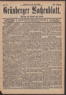 Grünberger Wochenblatt: Zeitung für Stadt und Land, No. 91. (30. Juli 1890)