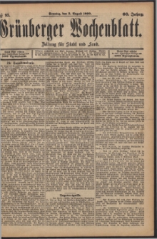 Grünberger Wochenblatt: Zeitung für Stadt und Land, No. 93. (3. August 1890)