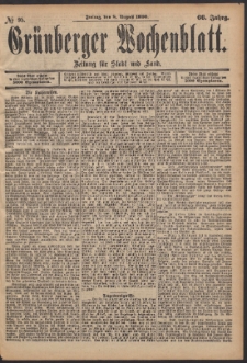 Grünberger Wochenblatt: Zeitung für Stadt und Land, No. 95. (8. August 1890)