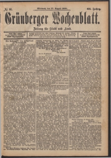 Grünberger Wochenblatt: Zeitung für Stadt und Land, No. 97. (13. August 1890)