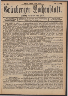 Grünberger Wochenblatt: Zeitung für Stadt und Land, No. 101. (22. August 1890)