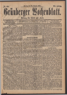 Grünberger Wochenblatt: Zeitung für Stadt und Land, No. 104. (29. August 1890)