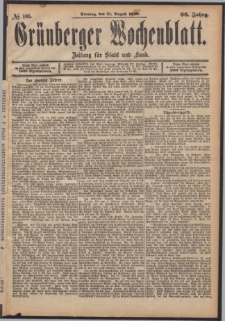 Grünberger Wochenblatt: Zeitung für Stadt und Land, No. 105. (31. August 1890)