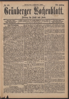Grünberger Wochenblatt: Zeitung für Stadt und Land, No. 107. (5. September 1890)