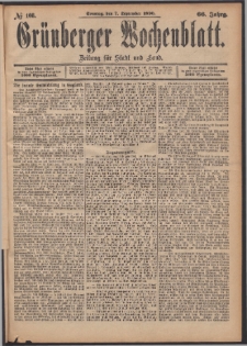 Grünberger Wochenblatt: Zeitung für Stadt und Land, No. 108. (7. September 1890)