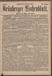 Grünberger Wochenblatt: Zeitung für Stadt und Land, No. 109. (10. September 1890)