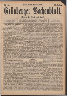 Grünberger Wochenblatt: Zeitung für Stadt und Land, No. 116. (26. September 1890)