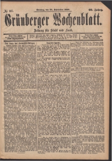 Grünberger Wochenblatt: Zeitung für Stadt und Land, No. 117. (28. September 1890)